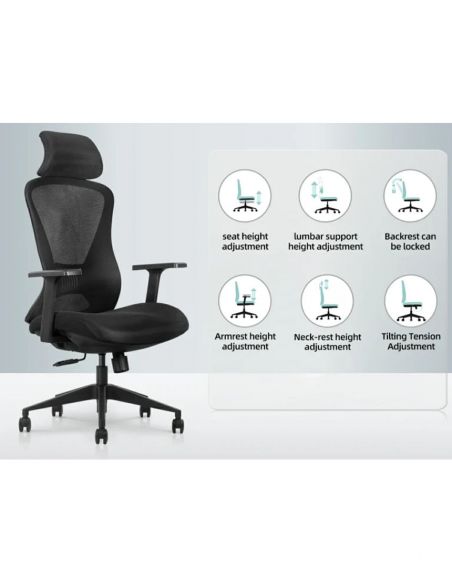 Крісло KRESLALUX K2-BH BLACK, ергономічне