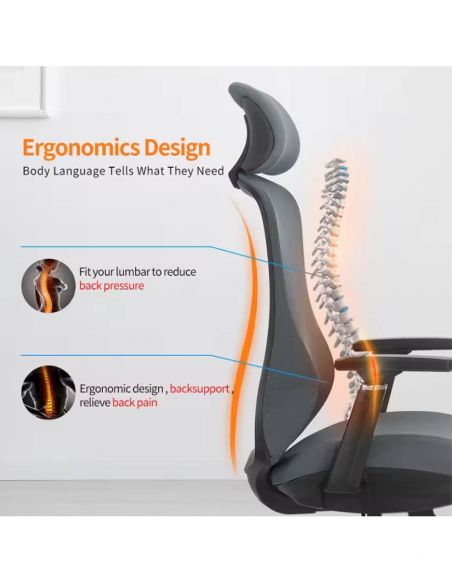 Крісло KRESLALUX K2-BH GREY, ергономічне