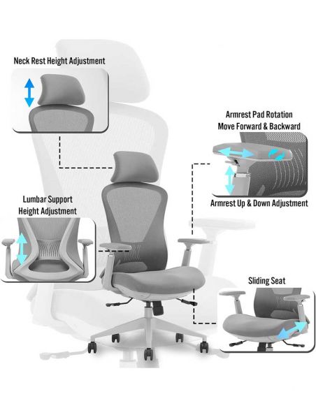 Крісло KRESLALUX K2-BH GREY, ергономічне