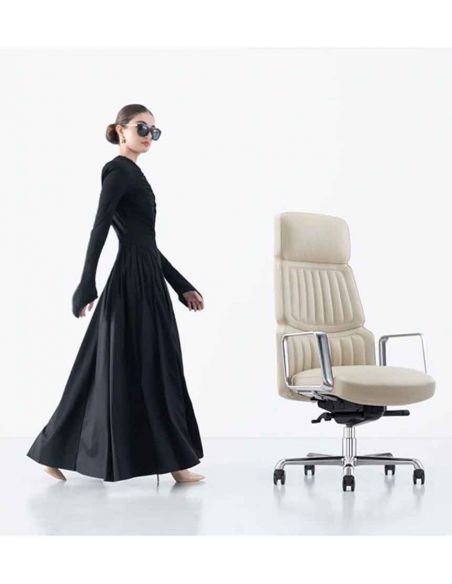 Крісло CRONUS A2411-P для керівника, шкіряне, чорний колір