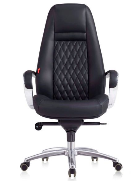 Крісло F185 BL для керівника, чорне, шкіряне