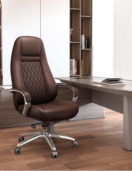 Крісло F185 BL для керівника, чорне, шкіряне