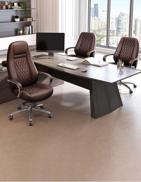 Крісло F185 BL для керівника, чорне, шкіряне