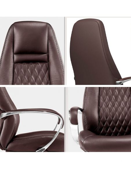 Крісло F185 BRL для керівника, коричневе, шкіряне