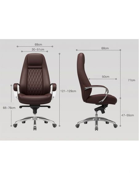 Крісло F185 BRL для керівника, коричневе, шкіряне