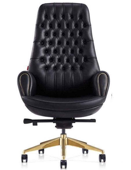 Крісло 9132 BL для керівника, чорне, шкіряне