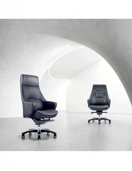 Крісло A2208 для керівника, чорне, шкіряне