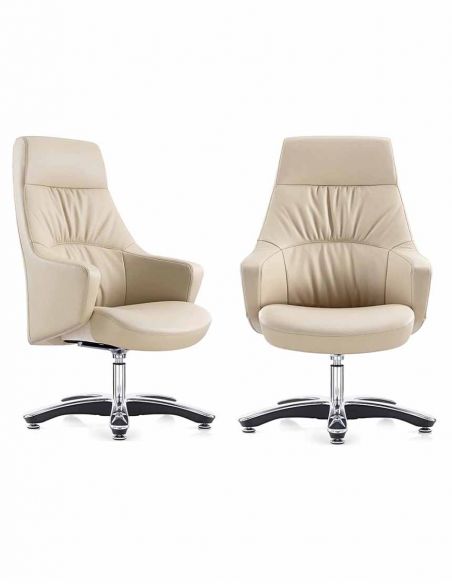 Крісло A2208 для керівника, бежеве, шкіряне