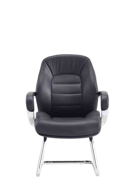 Крісло F381 BL для відвідувача, чорне, шкіряне