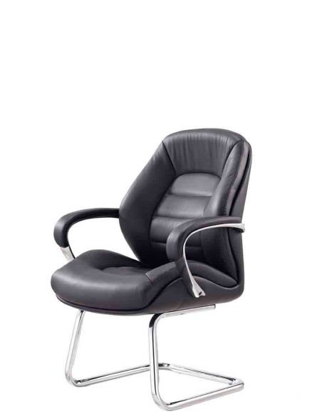 Крісло F381 BL для відвідувача, чорне, шкіряне