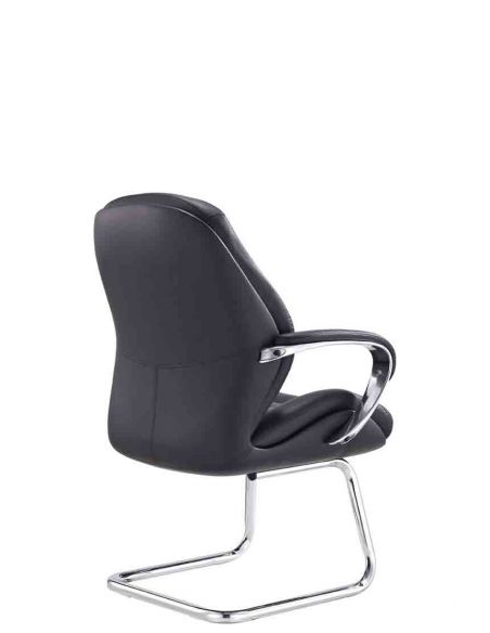 Крісло F381 BL для відвідувача, чорне, шкіряне