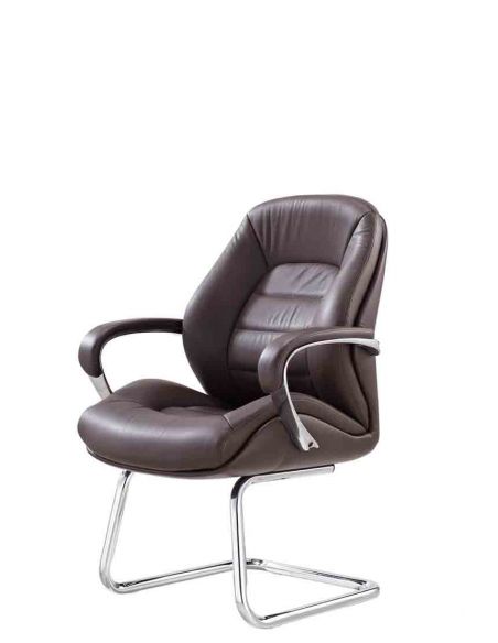 Крісло F381 BRL для відвідувача, коричневе, шкіряне