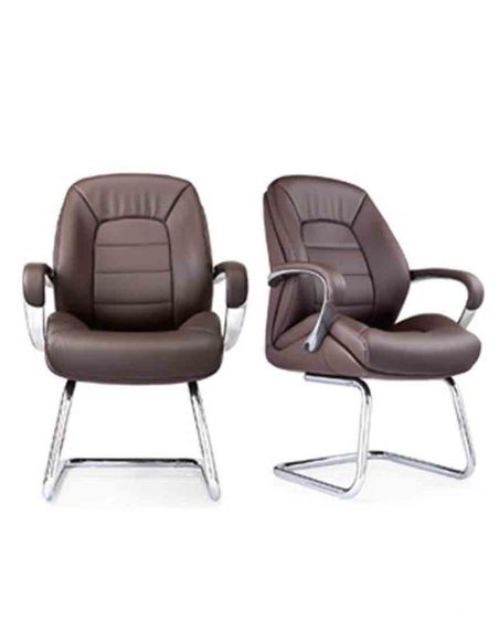 Крісло F381 BRL для відвідувача, коричневе, шкіряне