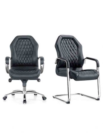 Крісло F303 BL для відвідувача, чорне, шкіряне 2