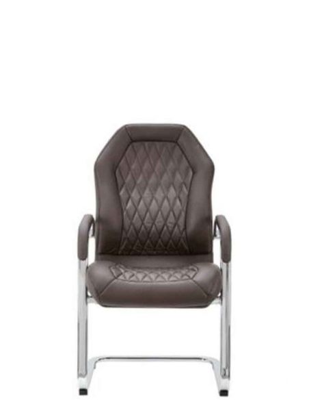 Крісло F303 BRL для відвідувача, коричневе, шкіряне