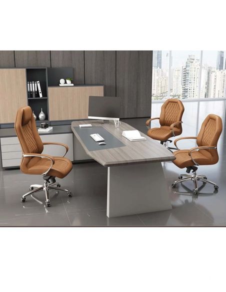 Крісло F303 BRL для відвідувача, коричневе, шкіряне