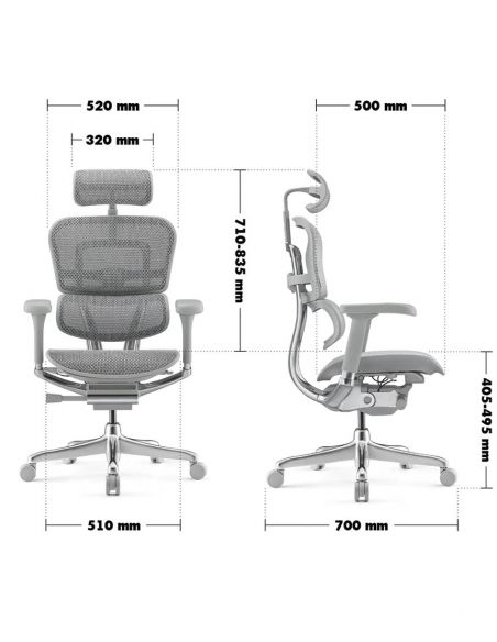 Крісло ERGOHUMAN ELITE 2 (EHE2-AB-HAM-5D-L, сітка T-168-B2 Natural), ергономічне