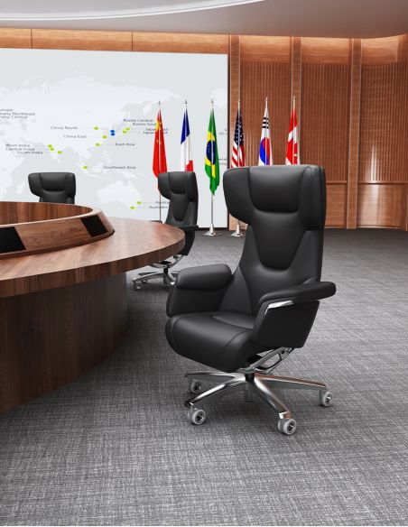 Крісло KRESLALUX ROWAN BLACK для керівника, шкіряне