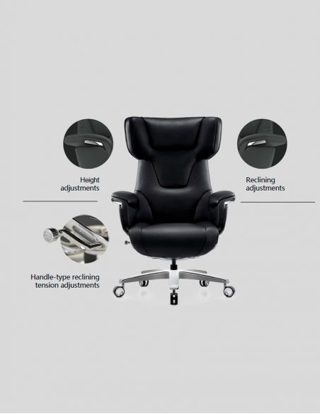 Крісло KRESLALUX ROWAN BLACK для керівника, шкіряне