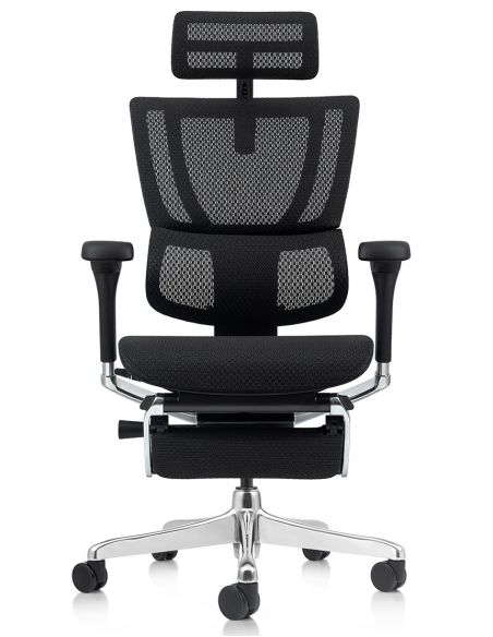 Крісло MIRUS-IOO 2 (IOOE2-AB-HAM-5D-L-LMT, сітка Т-168-B1-BLACK), ергономічне, з підставкою під ноги