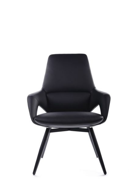 Крісло FK005-C для відвідувача, шкіряне, чорне