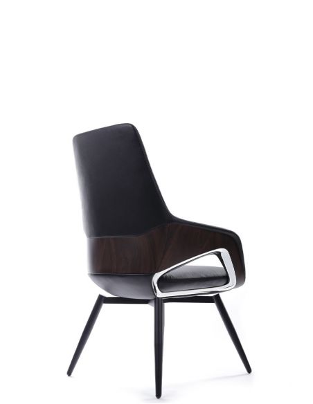 Крісло FK005-C для відвідувача, шкіряне, чорне