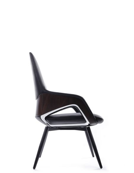 Крісло FK005-C для відвідувача, шкіряне, чорне