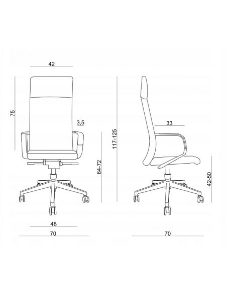 Крісло A1811 BL для керівника, чорне, шкіряне