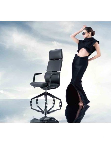 Крісло FK013-A12 для керівника, шкіряне, коричневий колір