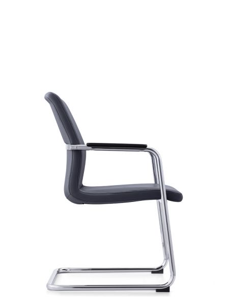 Крісло C2412 BL для відвідувача, чорне, шкіряне