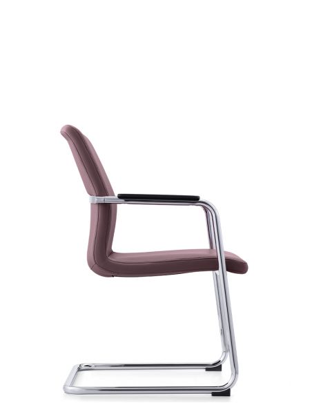 Крісло C2412 BRL для відвідувача, коричневе, шкіряне