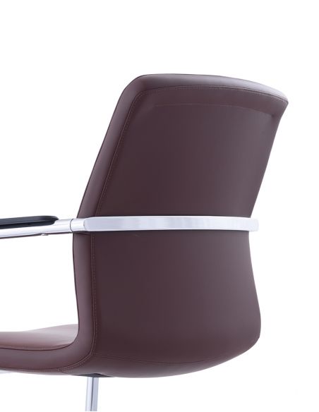 Крісло C2412 BRL для відвідувача, коричневе, шкіряне