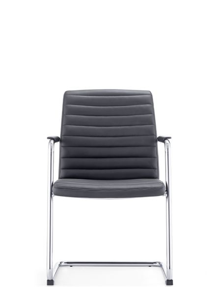 Крісло C2412-1 BL для відвідувача, чорне, шкіряне