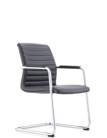 Крісло C2412-1 BL для відвідувача, чорне, шкіряне