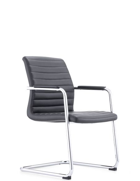 Крісло C2412-1 BL для відвідувача, чорне, шкіряне