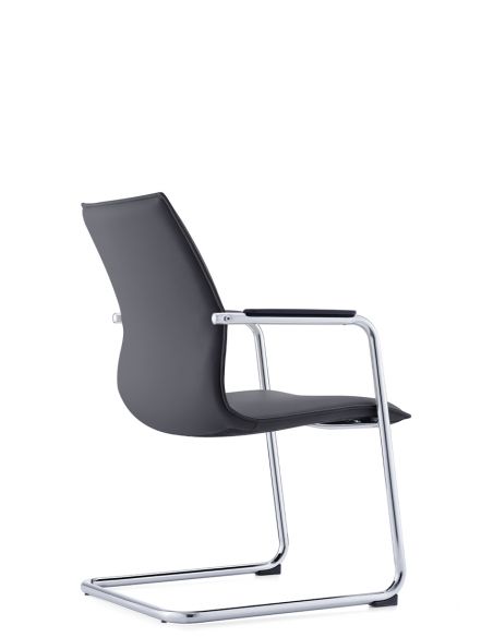 Крісло C2413 BL для відвідувача, чорне, шкіряне