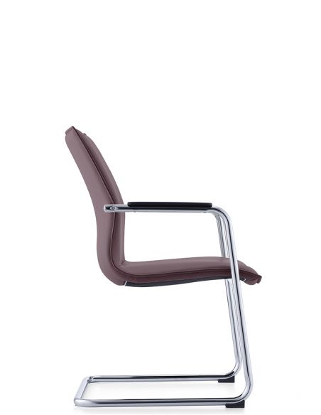 Крісло C2413 BRL для відвідувача, коричневе, шкіряне