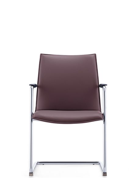 Крісло C2413 BRL для відвідувача, коричневе, шкіряне