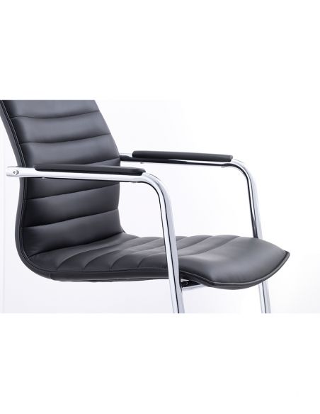 Крісло C2413-1 BL для відвідувача, чорне, шкіряне