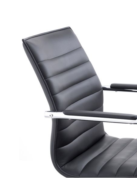 Крісло C2413-1 BL для відвідувача, чорне, шкіряне