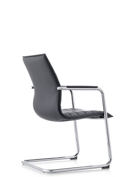 Крісло C2413-1 BL для відвідувача, чорне, шкіряне