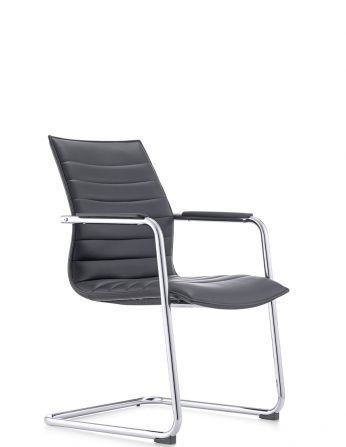 Крісло C2413-1 BL для відвідувача, чорне, шкіряне