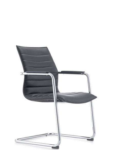 Крісло C2413-1 BL для відвідувача, чорне, шкіряне