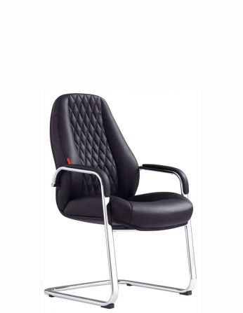 КРІСЛО F385 BL ДЛЯ ВІДВІДУВАЧА, шкіряне, чорний колір