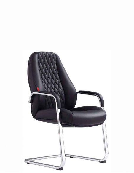 КРІСЛО F385 BL ДЛЯ ВІДВІДУВАЧА, шкіряне, чорний колір