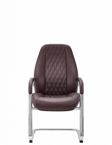 КРІСЛО F385 BRL ДЛЯ ВІДВІДУВАЧА, шкіряне, коричневий колір