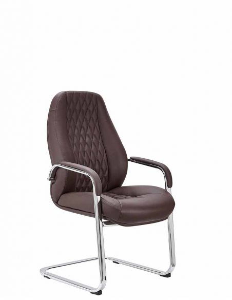 КРІСЛО F385 BRL ДЛЯ ВІДВІДУВАЧА, шкіряне, коричневий колір