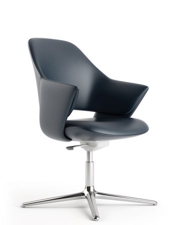 Конференц-крісло KRESLALUX ZENN DARK BLUE, шкіряне