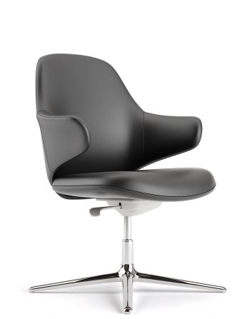 Конференц-крісло KRESLALUX AKIRA-V BLACK, шкіряне