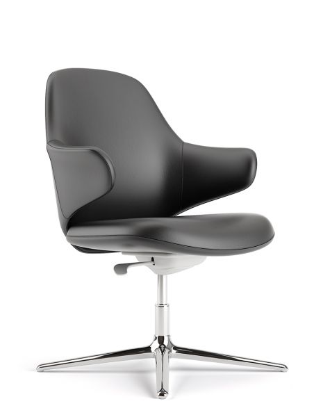 Конференц-крісло KRESLALUX AKIRA-V BLACK, шкіряне
